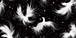 神秘夜幕中的天使翅膀