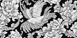 黑白花鸟图案