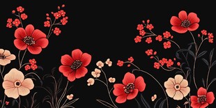 红色花卉刺绣艺术