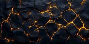 岩石上的发光裂缝