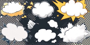 动态漫画风格的爆炸和烟雾元素