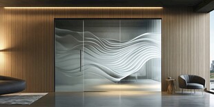 现代室内设计 波浪纹玻璃门