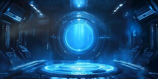 未来科技风格的室内场景