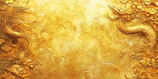 金色大理石上的龙纹浮雕