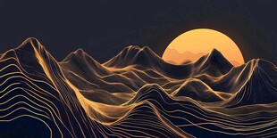 抽象线条风景画