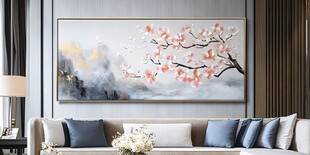 樱花盛开的山水画