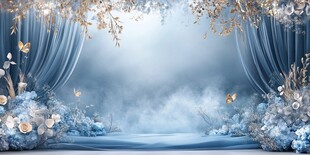 梦幻蓝色花卉舞台