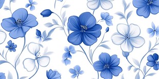 蓝色花卉图案壁纸