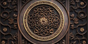 深棕木质雕刻艺术品