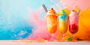 五彩缤纷的冰淇淋饮料