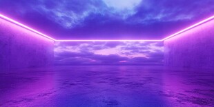 虚拟现实中的霓虹灯走廊