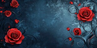 神秘红玫瑰与黑暗纹理的结合