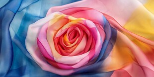 彩色丝绸玫瑰的艺术摄影