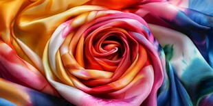 彩色丝绸玫瑰的特写