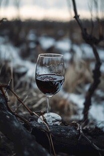 森林中的红酒杯