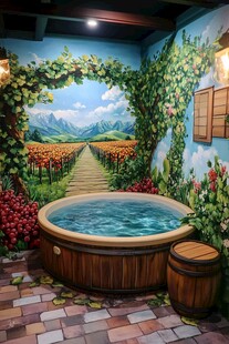 葡萄园主题的温泉浴场