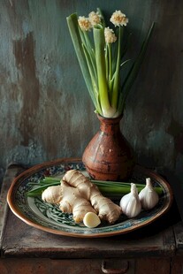 乡村风格的烹饪食材展示