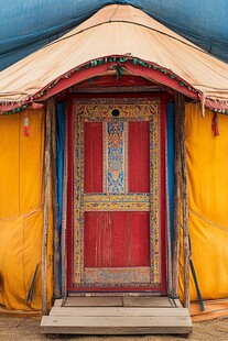 蒙古包的彩色入口