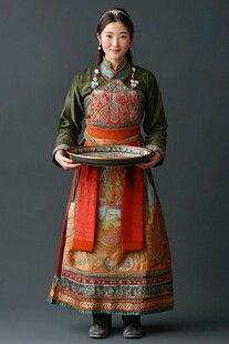 传统蒙古服饰女性形象