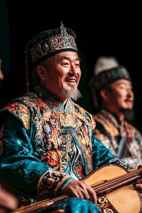 华丽传统服饰的男子乐团