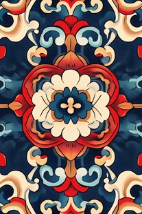 对称的复古花卉图案