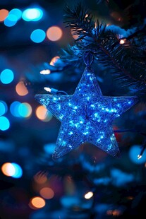 蓝色圣诞星装饰品