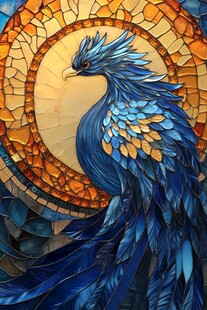 神秘蓝鸟镶嵌艺术