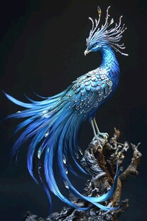 神秘蓝凤凰雕塑
