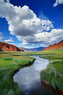 山谷中的蜿蜒小溪