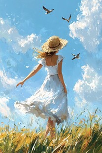 夏日女孩与自然