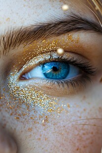 金色眼影下的蓝色魔力