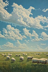 广阔草原上的羊群