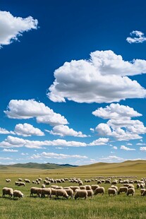 广阔草原上的羊群