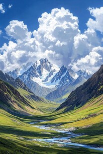 山谷中的雄伟山脉