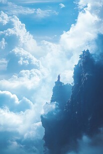 云雾缭绕的山峰之巅