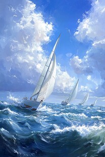 波涛汹涌的海洋帆船赛