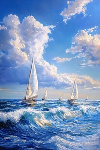 波涛汹涌的海洋帆船赛