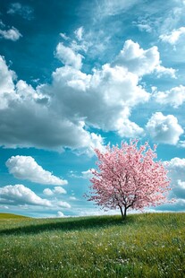 樱花盛开的田野