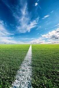 绿色田野上的白色界线