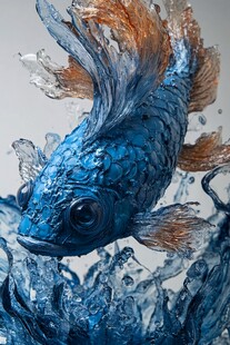 水中舞动的蓝色鱼儿