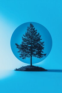 孤独的蓝色树影