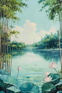 碧波荡漾 绿意盎然 荷花盛开