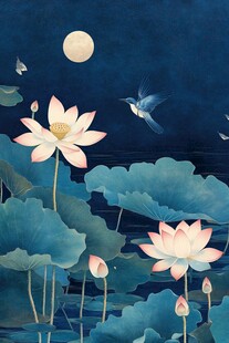 夜幕下的荷塘月色