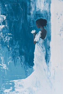 蓝色礼服的女子