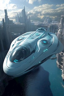 未来城市中的飞行器