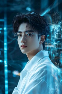 科技感十足的年轻男子形象