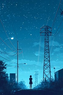 夜幕下的孤独少女