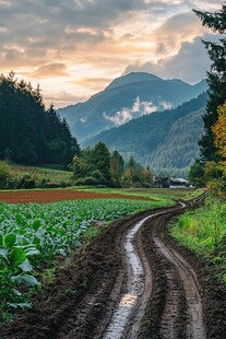 山谷中的乡村小路