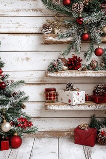 圣诞氛围的乡村木制架子