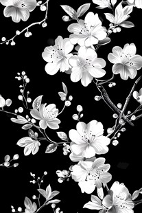 黑白花卉图案